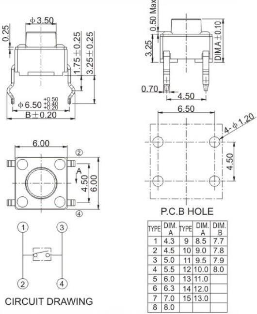 Immagine prodotto Play-Zone Pulsante di stampa 6 x 6 x 5mm