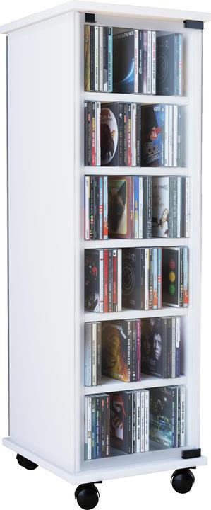 Produktbild VCM Holz CD DVD Stand Regal Valenza mit Glastür drehbar (31 x 35 x 98 cm)