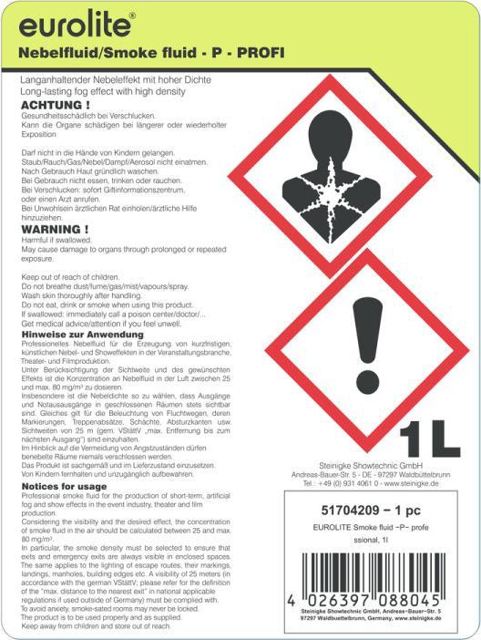 Energy Label Eurolite Smoke Fluid -P- Profi, 1l fog fluid (Fog fluid)