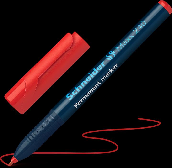 Image du produit Schneider Marqueur permanent Maxx 240 Largeur de trait : 1-2 mm Couleur de l'encre : rouge (Rouge, 2 mm, 10 x)