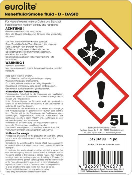 Energie-Label Eurolite Smoke Fluid -B- Basic, 5l Nebelfluid (Nebelfluid)