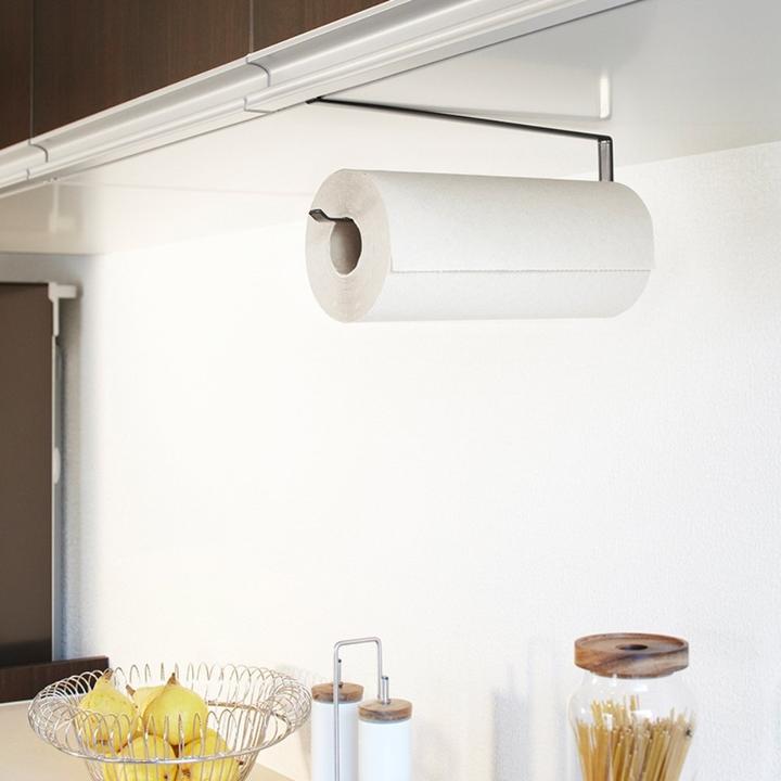 Actual product image Yamazaki TOWER under-shelf kitchen roll holder