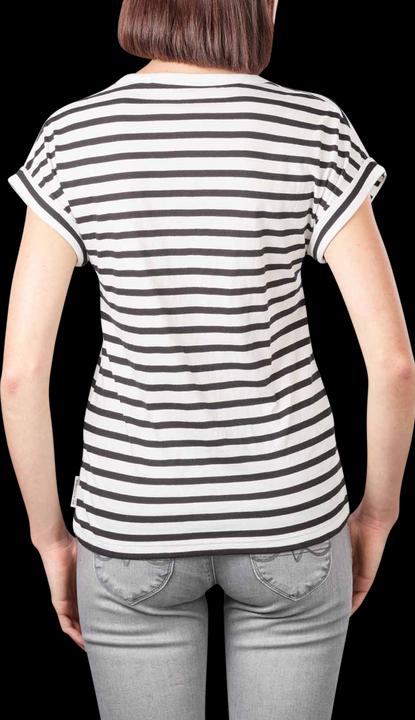 Actual product image Marc O'Polo Deep Round Neck T-Shirt Short Sleeve Multi/Black (XS)