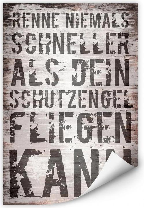 Produktbild Trenddeko Renne niemals schneller als dein Schutzengel fliegen kann (70 x 100 cm)