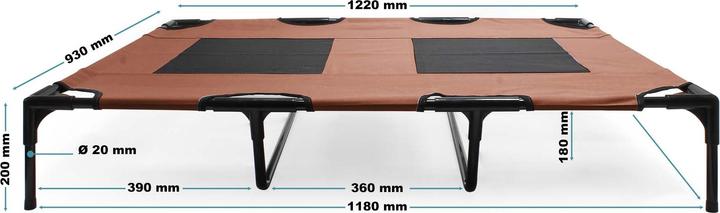 Actual product image Wiltec Dog Bed Pet Cot Elevated Outdoor Pet Lounger Brown XL 122x93x20cm max 30kg (Dog)
