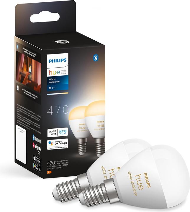 Immagine prodotto Philips Hue Lampadario White Ambiance (E14, 5.10 W, 470 lm, 2 x, F)