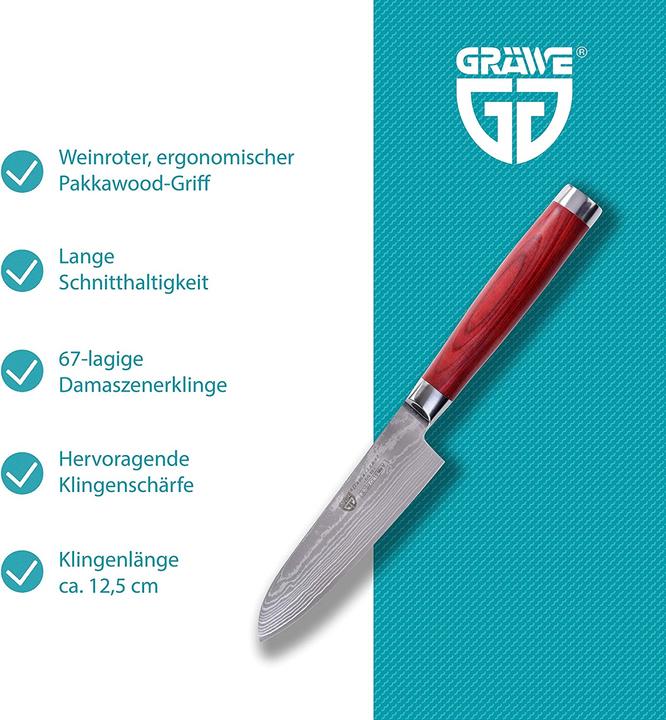 Produktbild Gräwe Damastmesser 12.5cm Klinge (12.50 cm)