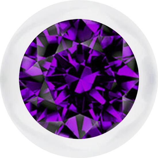 Produktbild Star Piercing Micro Kugel transparent mit Kristall violett (ohne Messing, Bioflex)