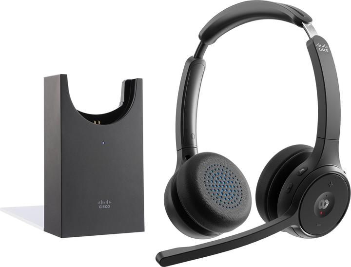 Cisco Headset 722 Wireless Dual+Stand Carbon Black Usba Bundle (Kabellos, USB-A)
