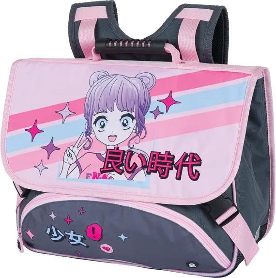 Oberthur Rucksack Manga Girl Schulsack, Rosa und grau