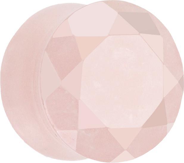 Star Piercing Flared Plug facettiert aus Rosenquarz Stein (ohne Messing, Mineralisch)