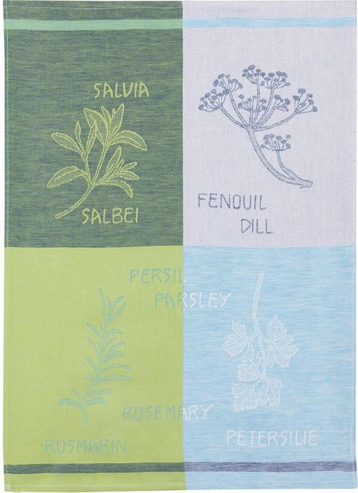 Kracht Lot de 3 torchons en lin mélangé Herbes de cuisine (50 x 70 cm)