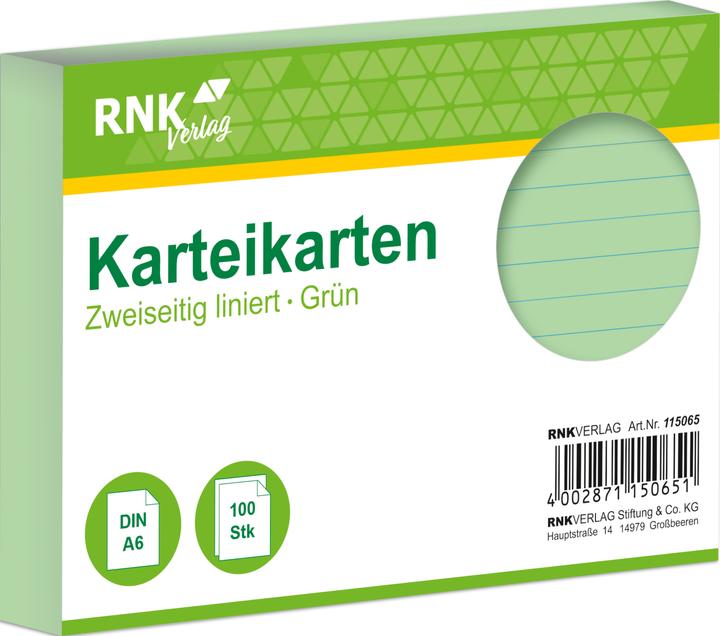 Actual product image Rnk Index cards lined A6 (A6, 205 g/m², 100 x)