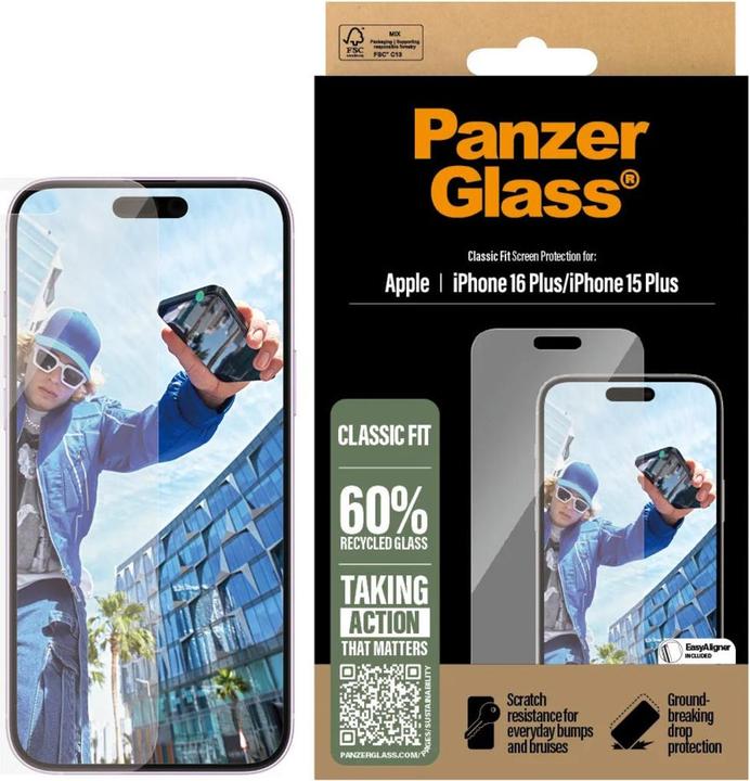 Immagine prodotto PanzerGlass Vestibilità classica (1 Pezzo/i, Apple iPhone 16 Plus)
