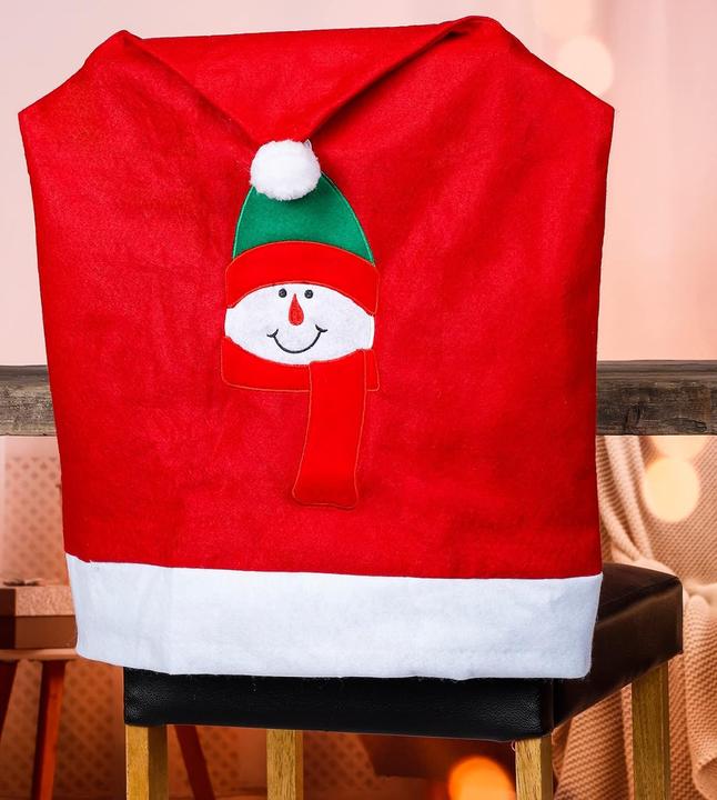 Produktbild Novaliv Weihnachten Stuhlhussen Set I Rot I Nikolausmütze I Stuhlbezug Weihnachtsdeko