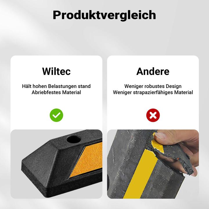 Produktbild Wiltec Radstopper 55x15x10cm 2x Einparkhilfe Gummi Anfahrschutz Parkhilfe Garage