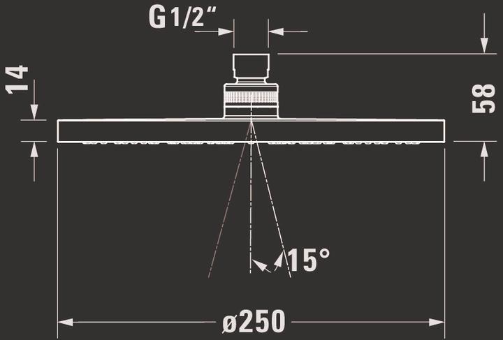 Produktbild Duravit Kopfbrause 1 jet, 250 schwarz matt (1 Strahlarten, 21 l/min)
