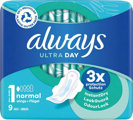 Produktbild Always Ultra Dünne Binde Normal mit Flügel 9er (1 x, Damenbinden)