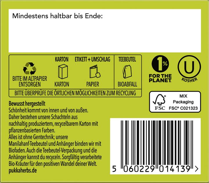 Valori nutrizionali e ingredienti Pukka Tè a tre dosi (36 g)