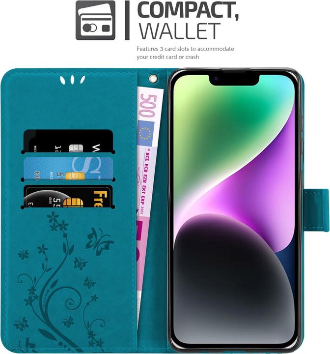 Actual product image Cadorabo Cover for Apple iPhone 14 in Flower Book Style (Apple iPhone 14)
