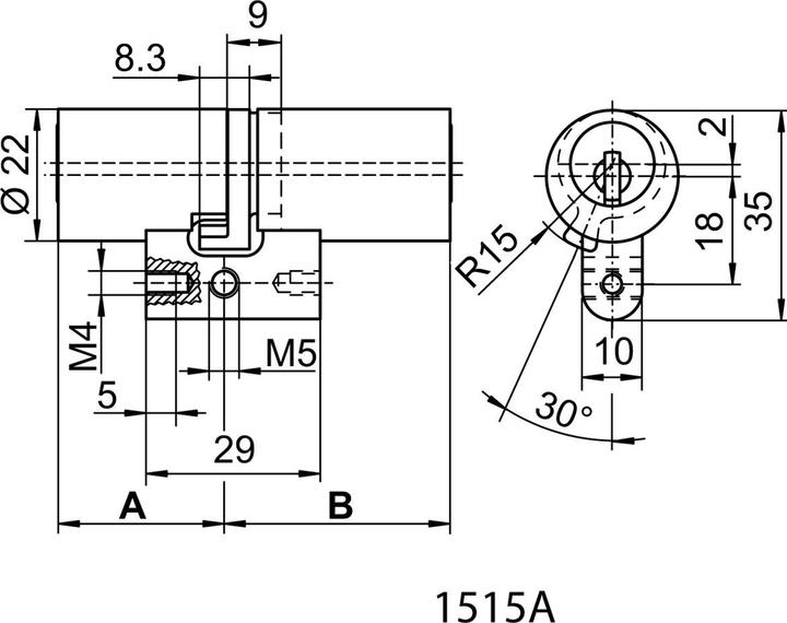 Image du produit Kaba Cylindre double 20 Type M1515 A (Cylindre double profilé)