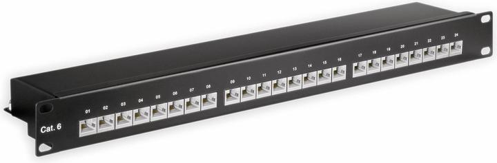 Produktbild Goobay CAT 6 48,30cm (19") Patch Panel, 24 Port, Schwarz (S/STP, CAT6, 0.40 m)
