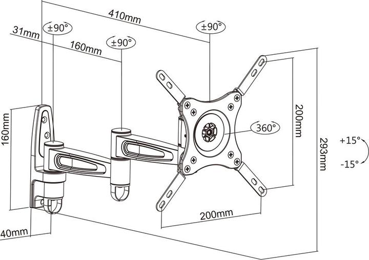 Actual product image Multibrackets M VESA flexible arm 360 III (Wall, 32", 15 kg)