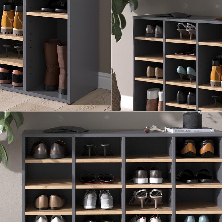 Produktbild Vicco Schuhschrank Lysander, Goldkraft Eiche/Anthrazit, 104 x 65.5 cm (104 x 32 x 122 cm)