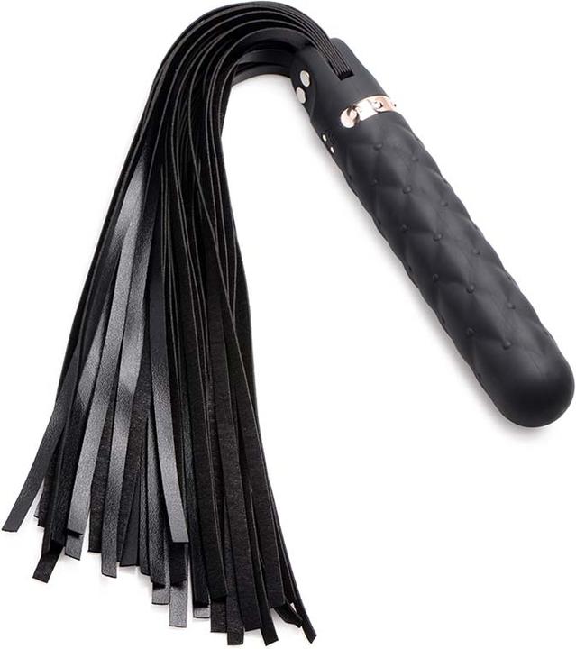 Actual product image Master Series Vibra-Lasher 9X Vibrating Silicone Dildo Flogger
