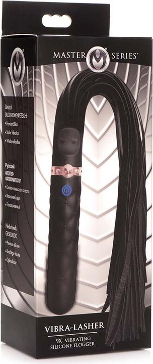 Actual product image Master Series Vibra-Lasher 9X Vibrating Silicone Dildo Flogger