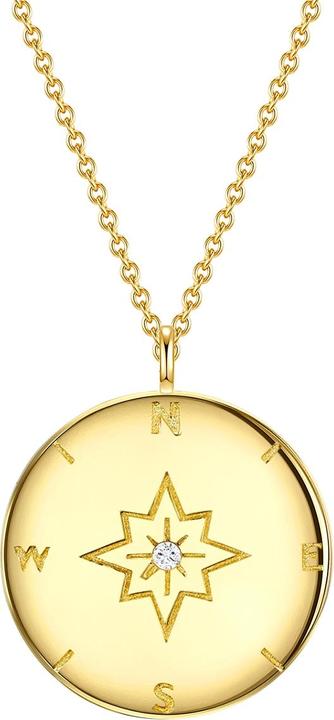 Immagine prodotto Lulu & Jane Bussola argento diamante oro giallo 50,0 cm di catena base + 5,0 cm di prolunga - 33478 (Argento, 50 - 55 cm)