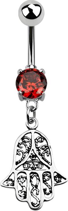 Star Piercing Banane silber mit Anhänger Hamsa orange (ohne Messing, 925 Sterlingsilber, Chirurgenstahl 316L)