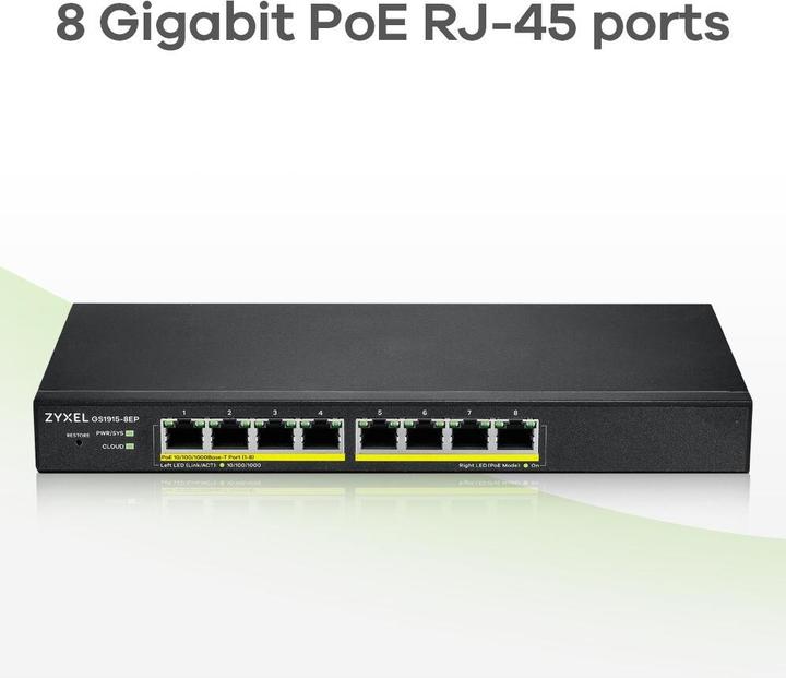 Actual product image Zyxel GS1915-8EP (8 Ports)