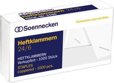 Soennecken Heftklammer Produktverwendung: Heftzange 124 Typbezeichnung der Heftklammern: 24/6 (1 x)