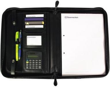 Produktbild Soennecken Schreibmappe DORTMUND Masse: 34 x 27 x 2,5 cm (B x H x T) Werkstoff: Rindsleder Farbe: schwarz (A4, 1 x)