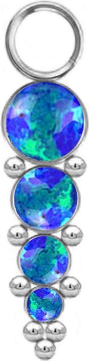 Star Piercing Anhänger silber vier Opale blau mit Kugeln (ohne Messing, Chirurgenstahl 316L)