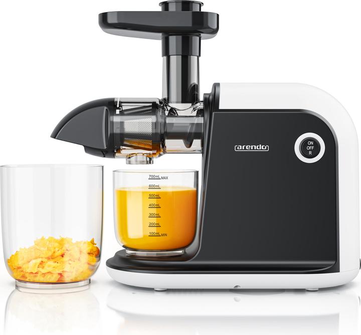 Arendo Slow Juicer 150 W, Gemüse & Obst Entsafter elektrisch, Edelstahl, 700ml Saftkanne 1,5l Restebehälter