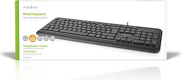 Actual product image Nedis Wired Keyboard | USB-A | Multimedia | QWERTZ | DE-Layout | Numeric Keyboard (DE, Cable)