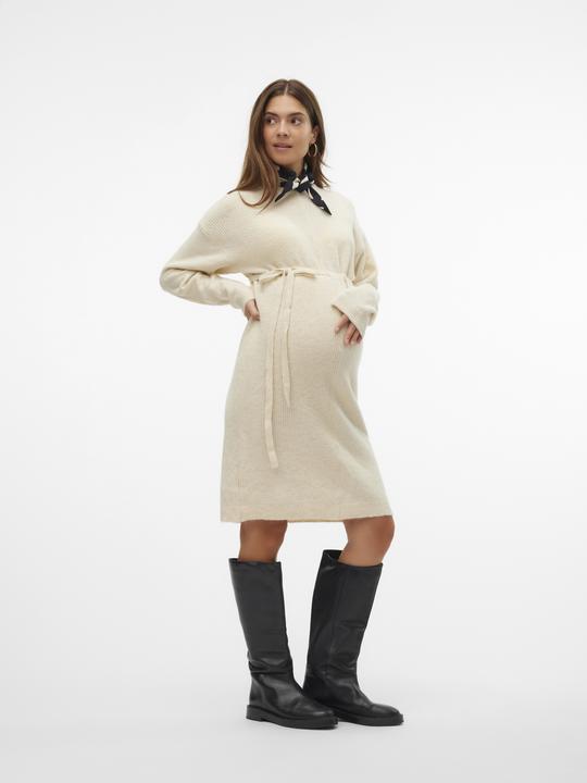 Produktbild Mamalicious Normal geschnitten Rundhals Gerippte Ärmelbündchen Kurzes Kleid Strickkleid (XL)