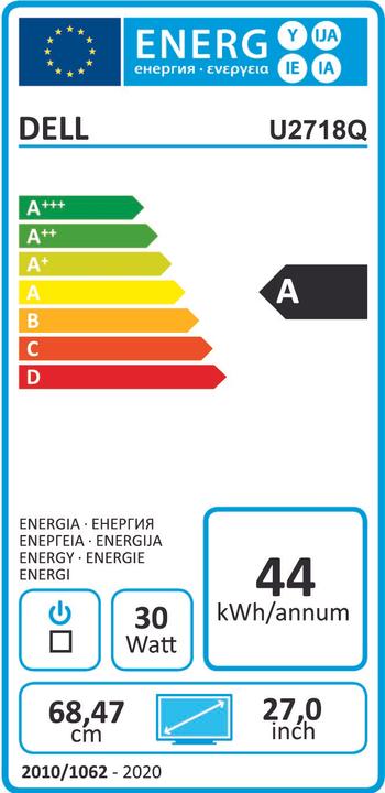 Etichetta energetica Dell UltraSharp U2718Q (3840 x 2160 pixel, 27")