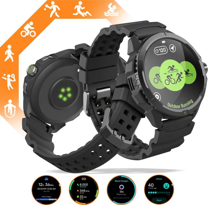 Produktbild Myphone Smartwatches Hammer Watch 2 | Smartwatch | GPS (Satellit) | AMOLED | 1,5" | Wasserdicht | Schwarz
