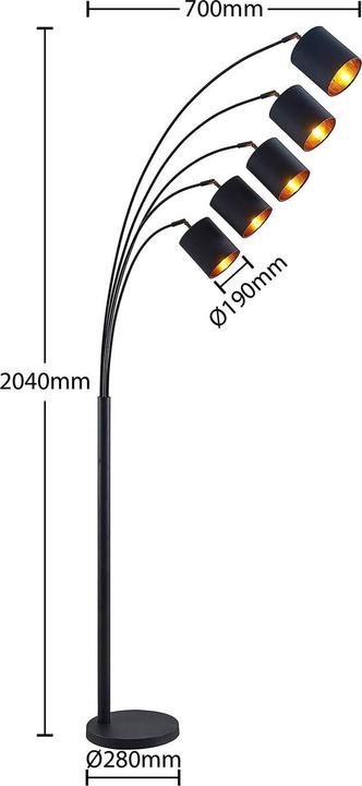 Produktbild Lindby Abiram Stehleuchte, schwarz/gold (E14)