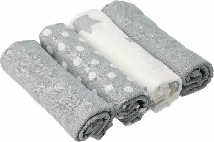 Produktbild New Baby Neu Baby Softy gedruckt Baumwolle Windeln 70 x 70 cm 4 Stück weiss und weiss (70 cm)