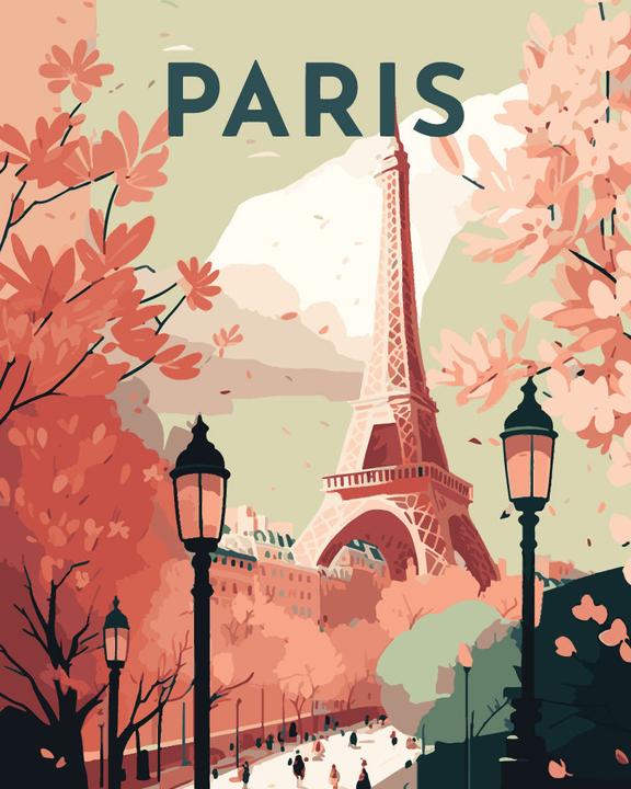 Produktbild Figured'Art Malen nach Zahlen - Reiseplakat Paris 2 auf Keilrahmen gespannt