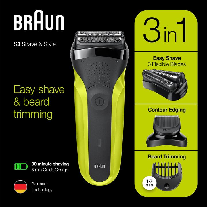 Produktbild Braun Series 3 81702942 razor for men Trimming machine Black, Green