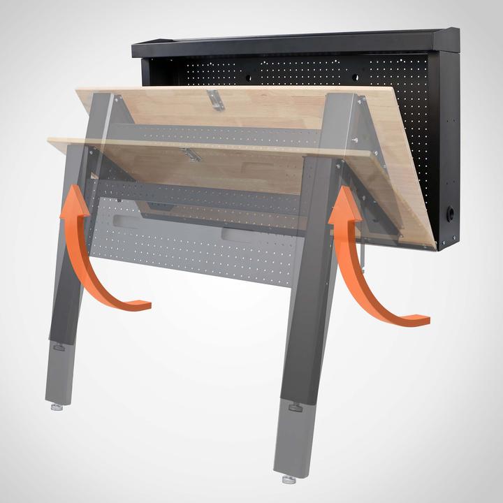 Produktbild Wiltec Werkbank zur Wandmontage 200kg Werkzeugbank klappbar Werktisch Lochwand (80 cm, 120.50 cm)