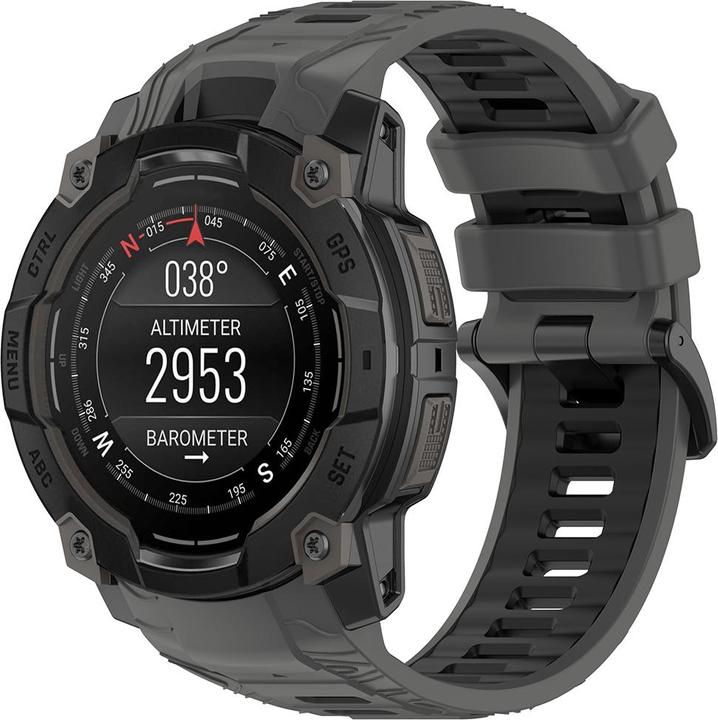 Actual product image Techsuit - Watchband 22mm (W077) - Garmin Instinct 3 45mm / Instinct 3 45 Solar - Gray (Polycarbonate, Silicon)