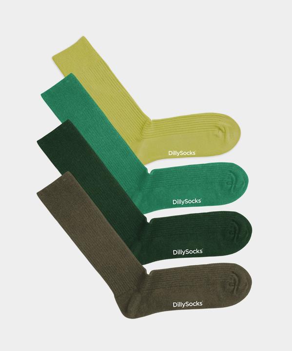 DillySocks Ribbed Just Green (4er Pack)