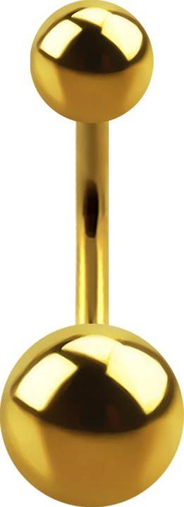Star Piercing Banane vergoldet mit zwei Kugeln (ohne Messing, Chirurgenstahl 316L)