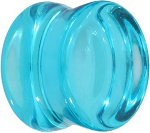 Star Piercing Flared Plug konkav aqua aus Glas (ohne Messing, Glas)